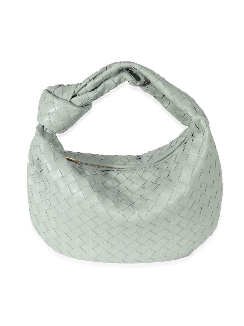 Bottega Veneta Classic Woven Knot-Handle Shoulder Bag in Sage Green - Picture 1 of 5